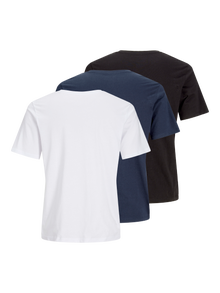 Jack & Jones 3-pack Tryck Rundringning T-shirt -Black - 12267683