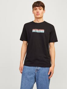 Jack & Jones 3-pakning Trykk O-hals T-skjorte -Black - 12267683