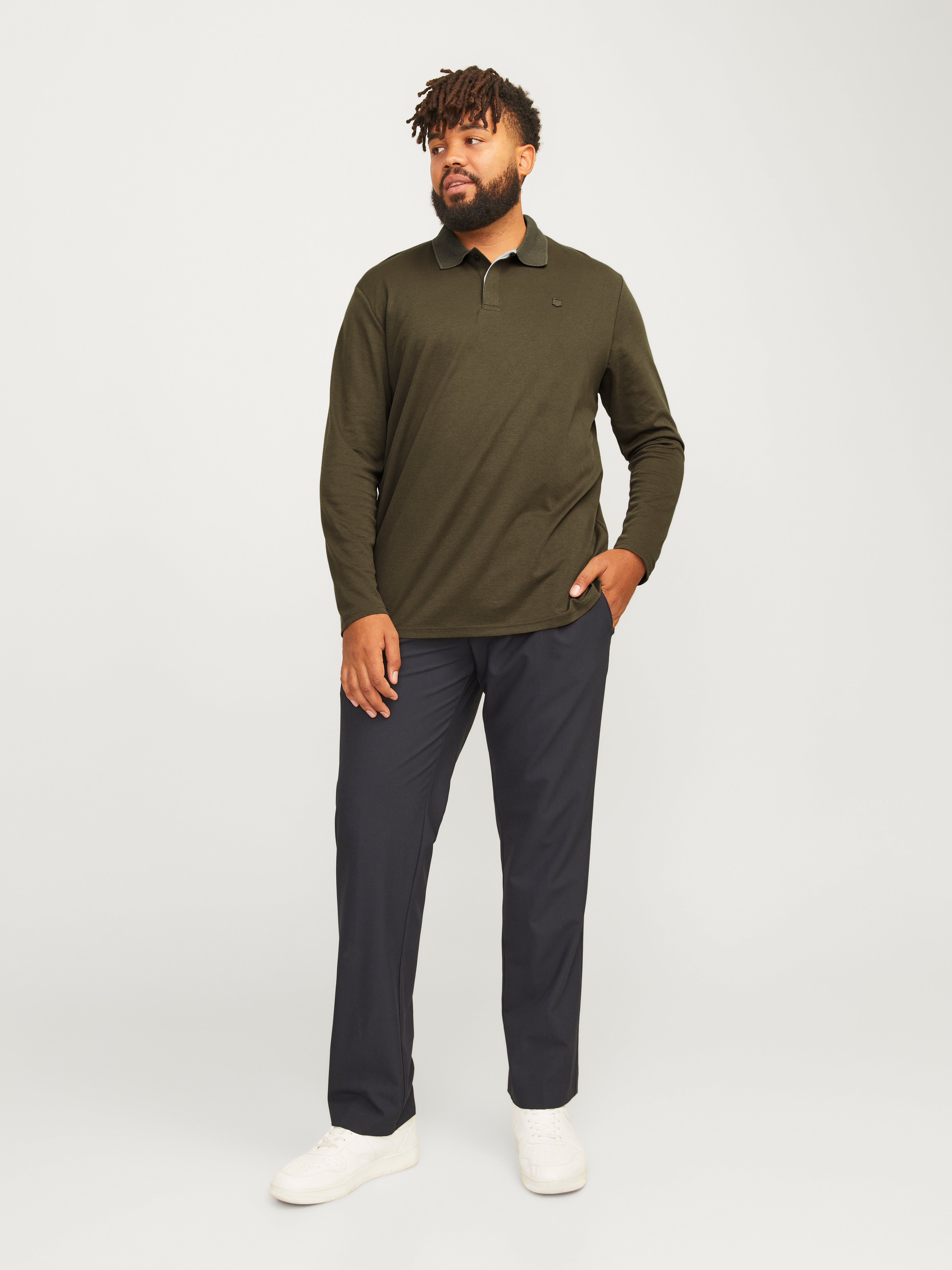 Thumbnail - Plus Size Einfarbig Langarm-t-shirt