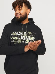Jack & Jones Plus Size Logo Hoodie -Black - 12267918