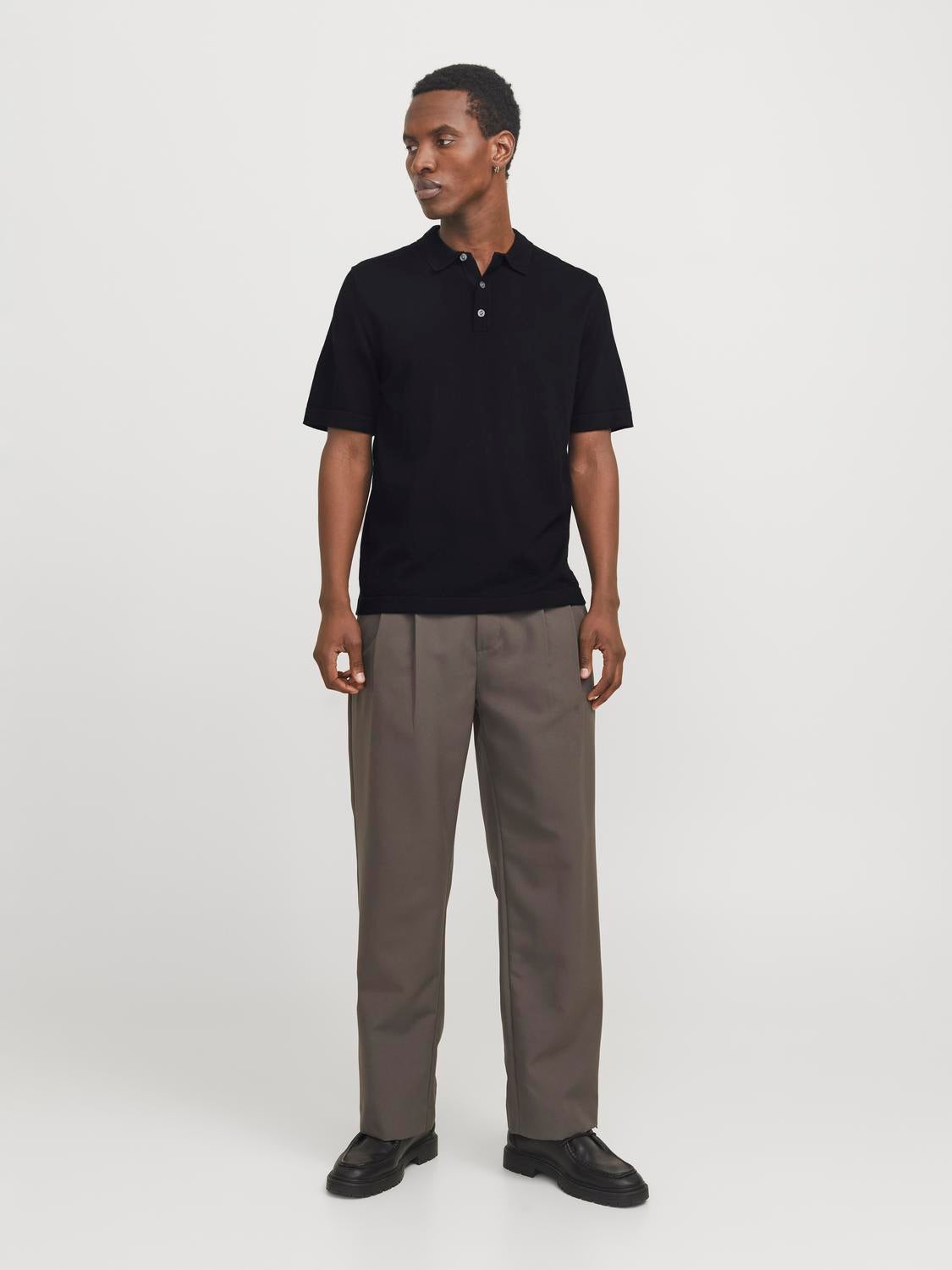 Thumbnail - Einfarbig Gestricktes Polo