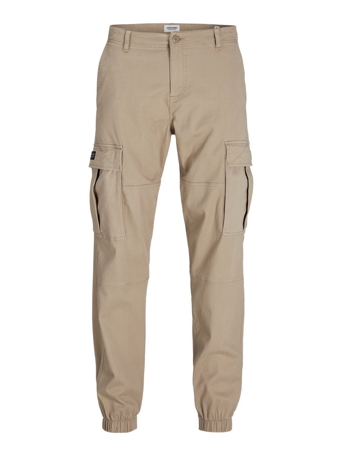 Pantaloni Cargo Larghi JACK & JONES Uomo Kane Barkley - Beige, Vita 34, Lunghezza 30