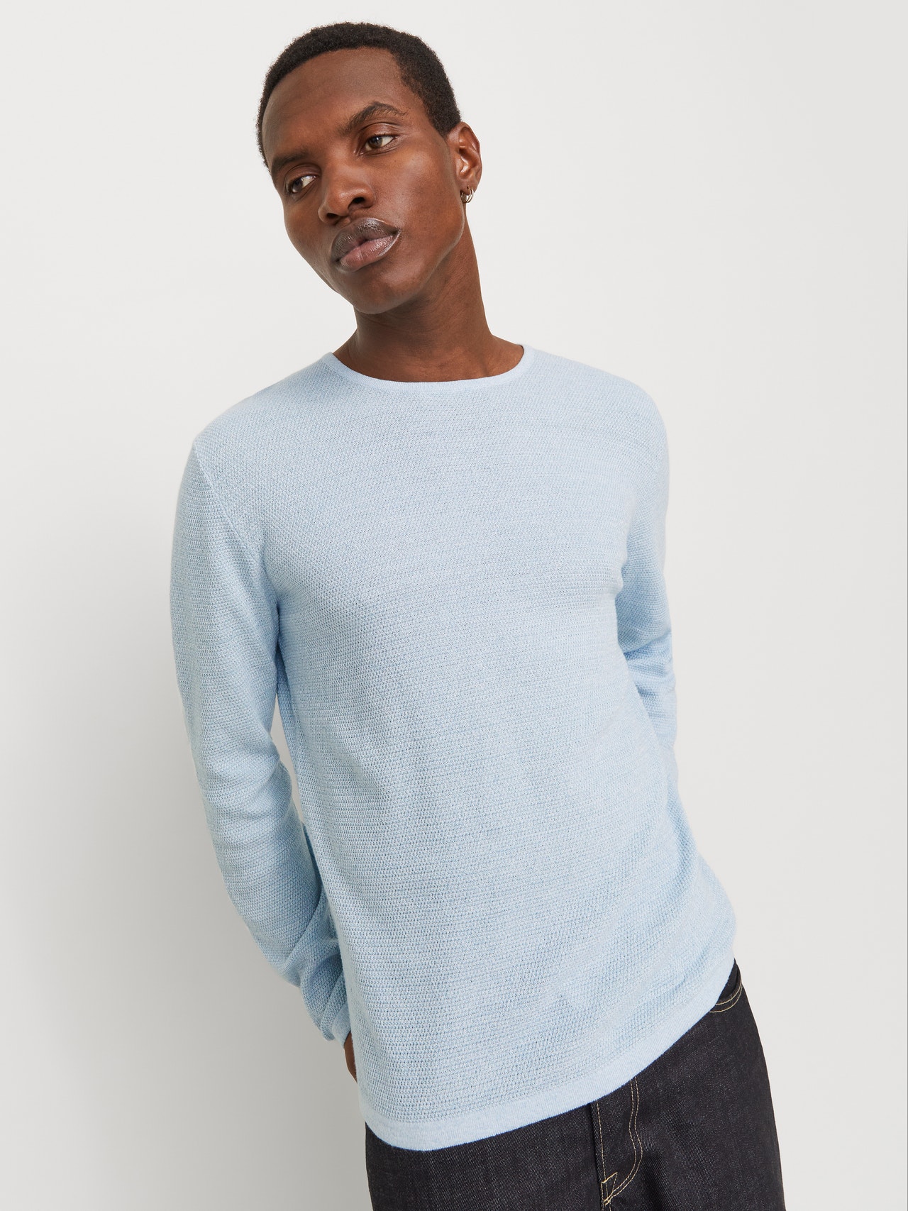 Jack & Jones JCOCOVER KNIT SPLIT - Maglietta a manica lunga - black Jack & Jones JCOCOVER KNIT SPLIT - Maglietta a manica lunga - black