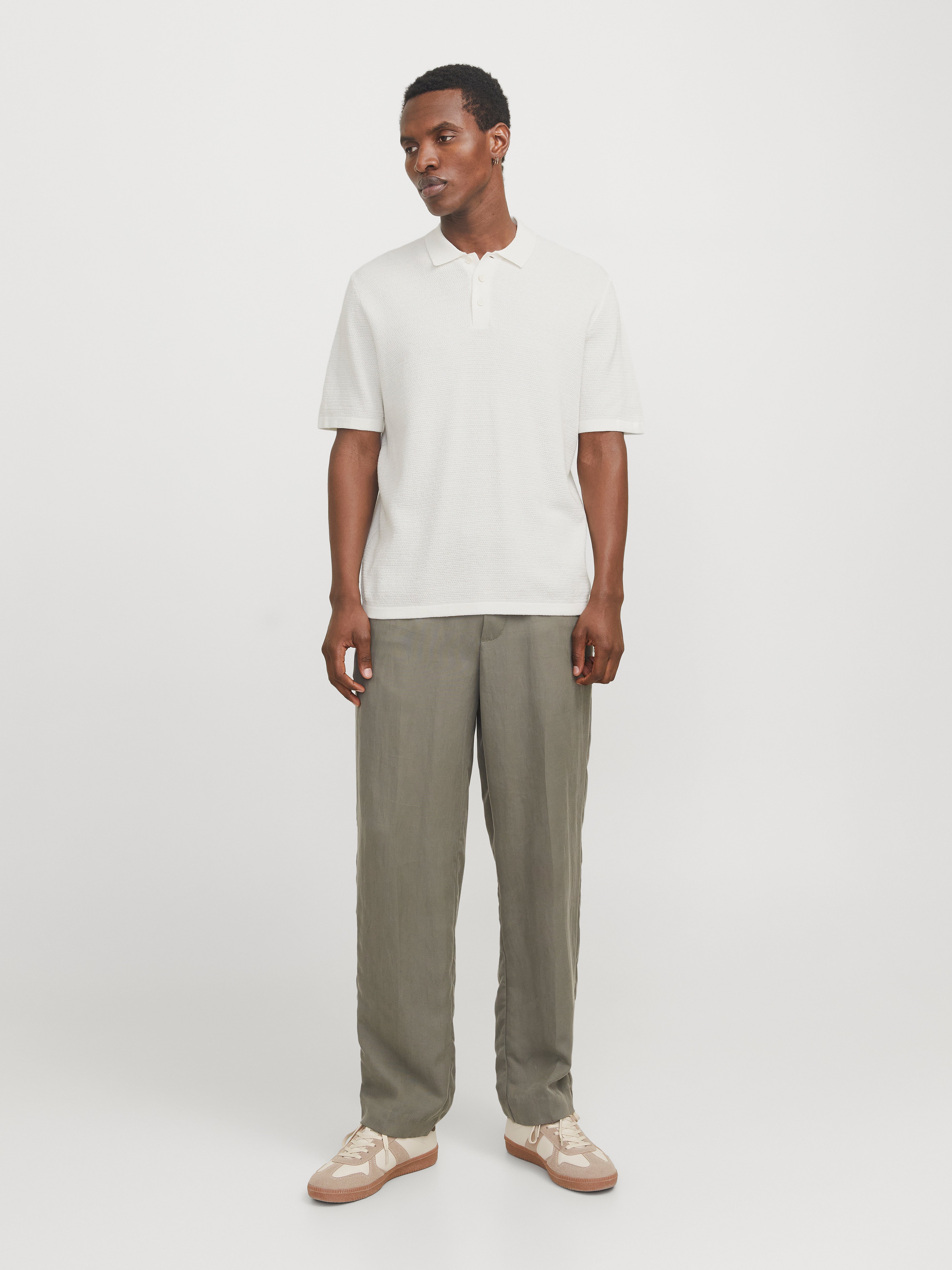 Thumbnail - Einfarbig Gestricktes Polo