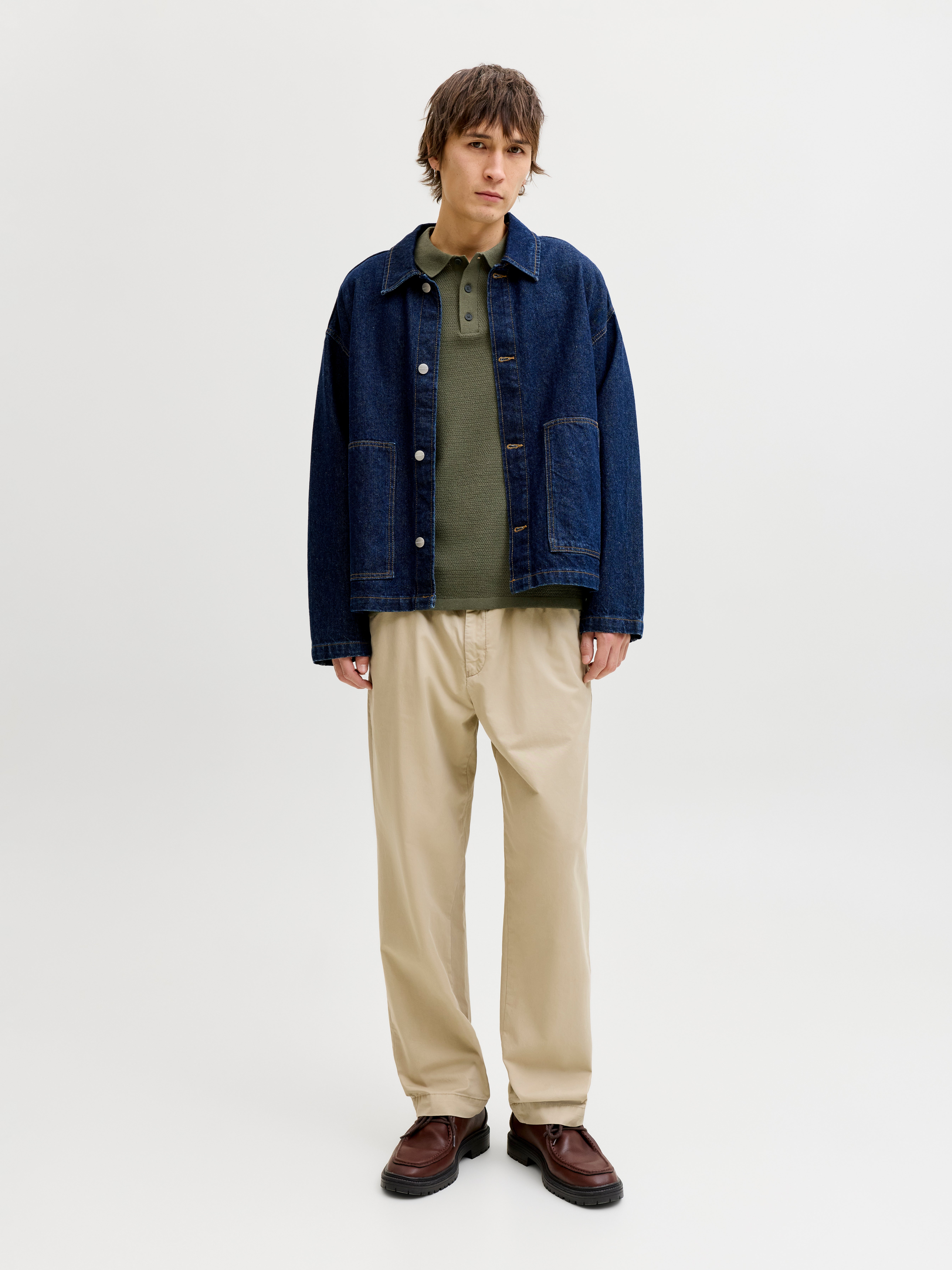 Thumbnail - Einfarbig Gestricktes Polo