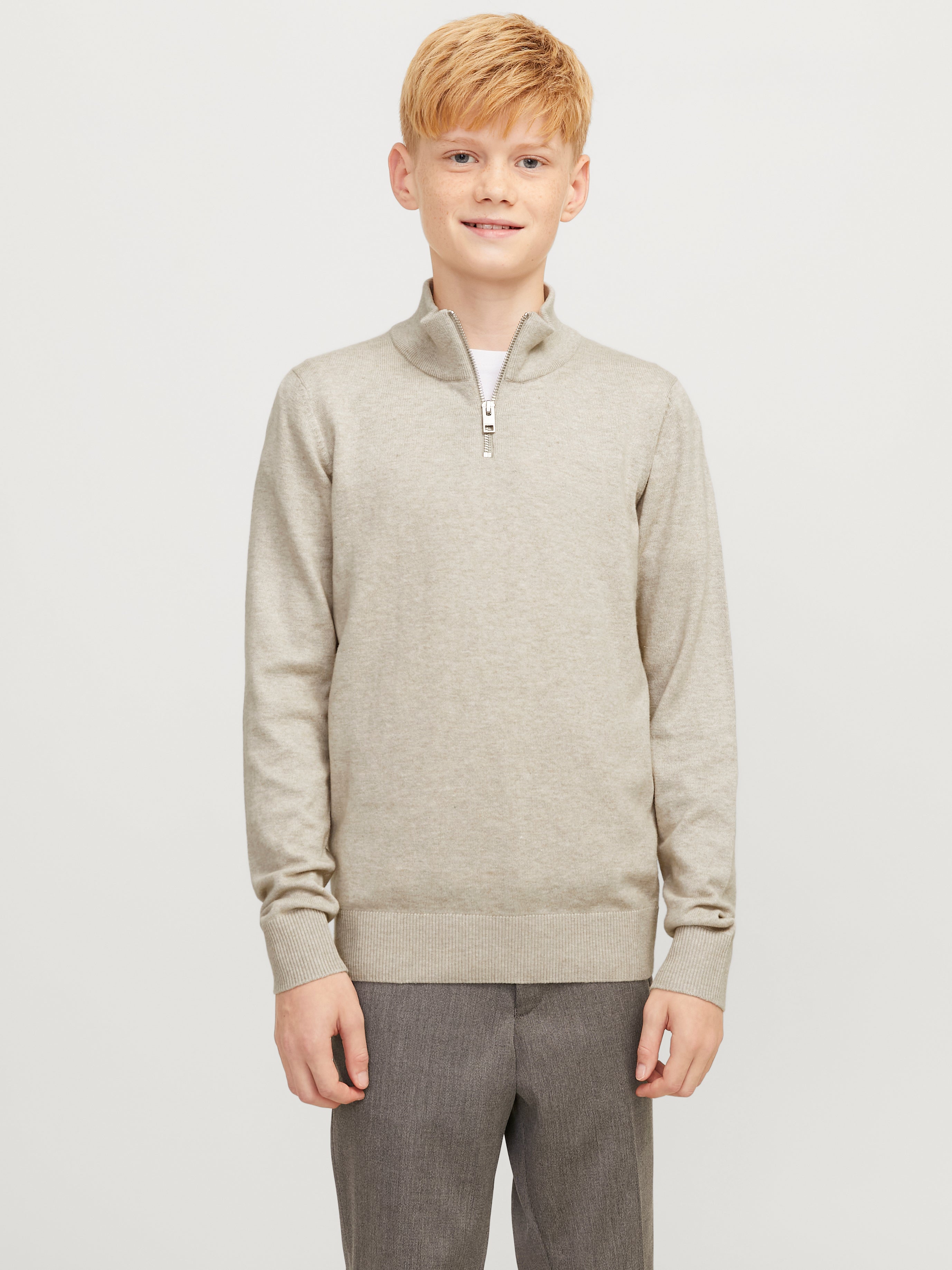 Thumbnail - Strickjacke Mit Viertelreißverschluss Junior