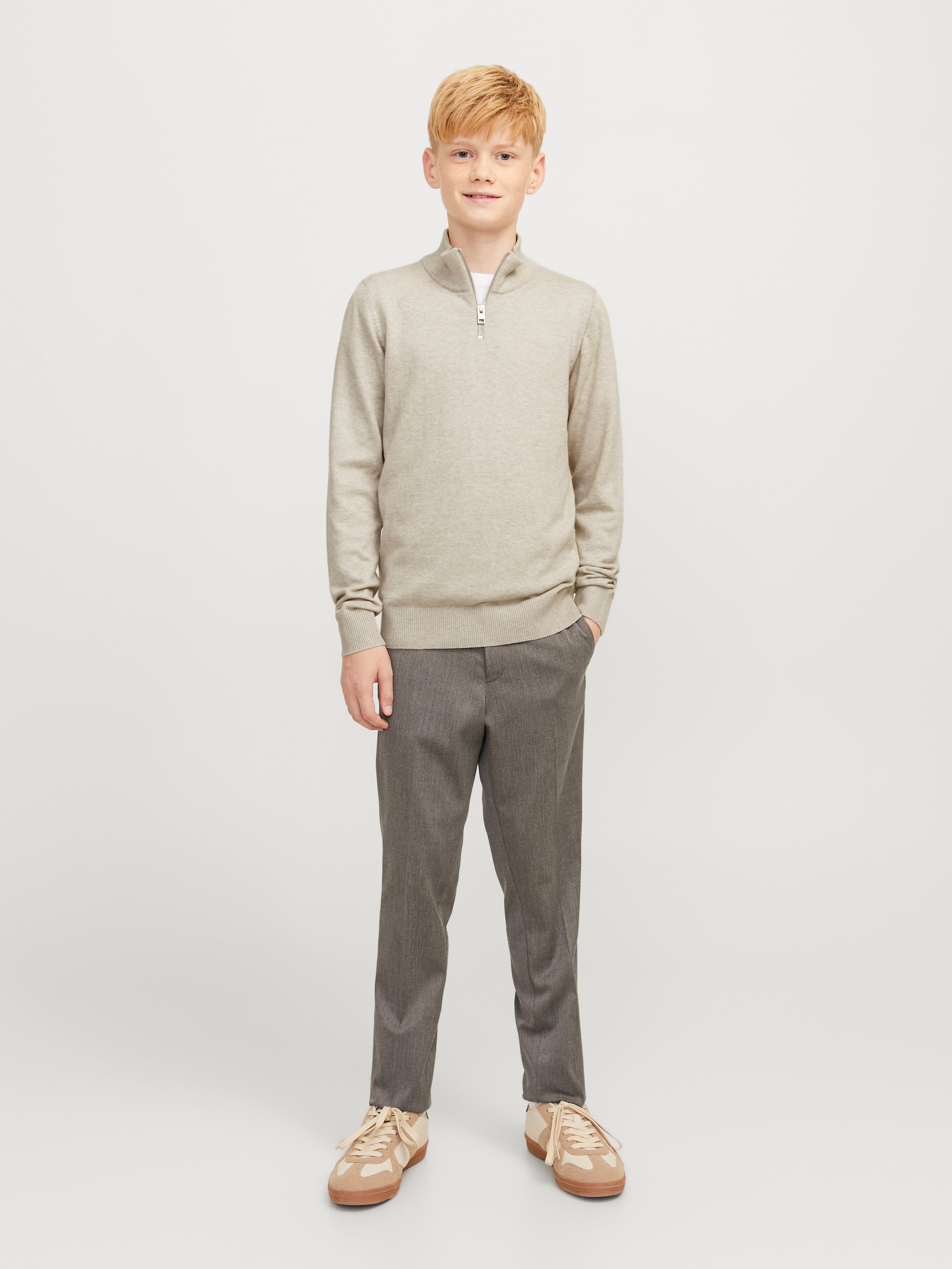 Thumbnail - Strickjacke Mit Viertelreißverschluss Junior