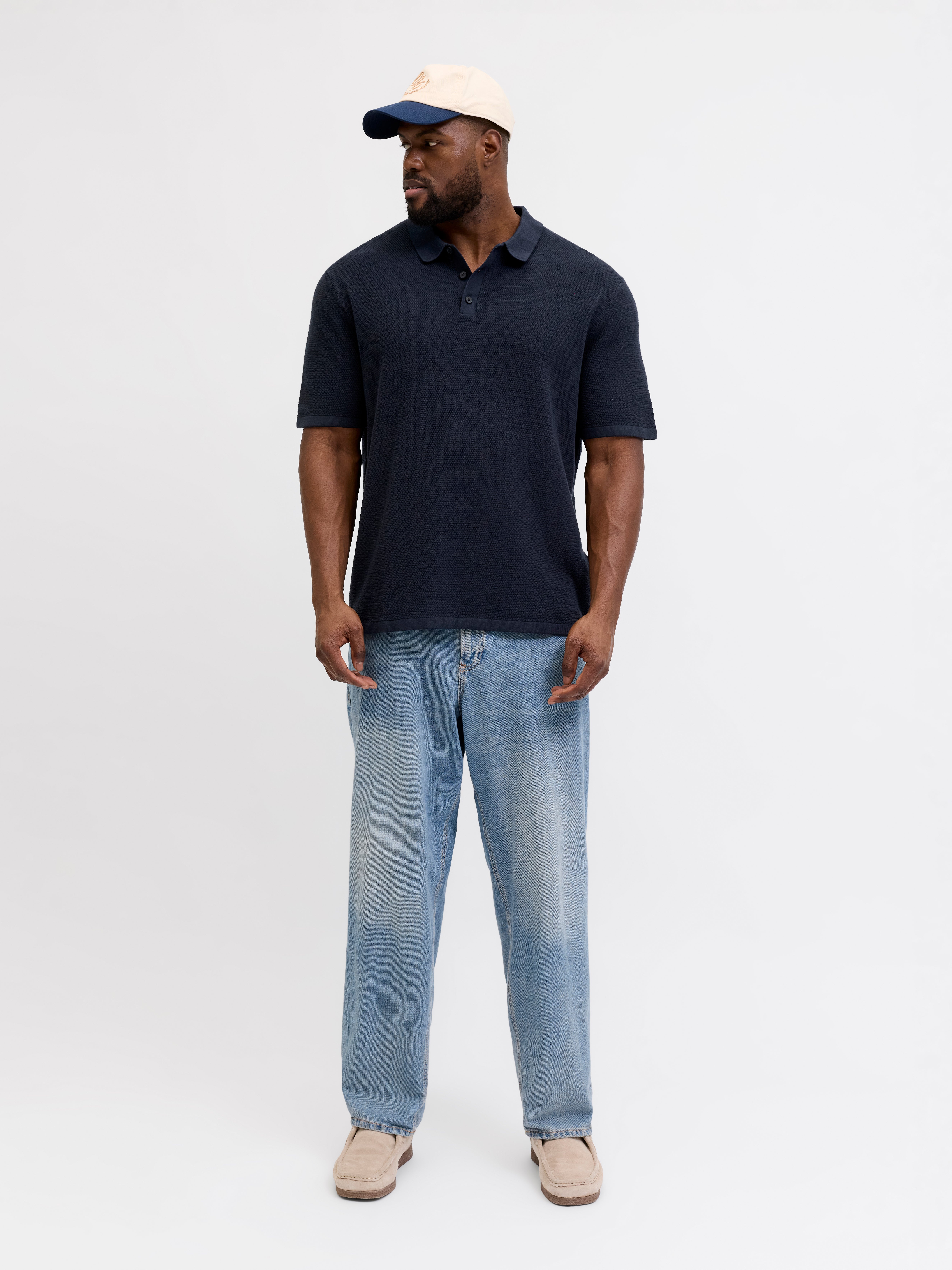 Thumbnail - Plus Size Gestricktes Polo