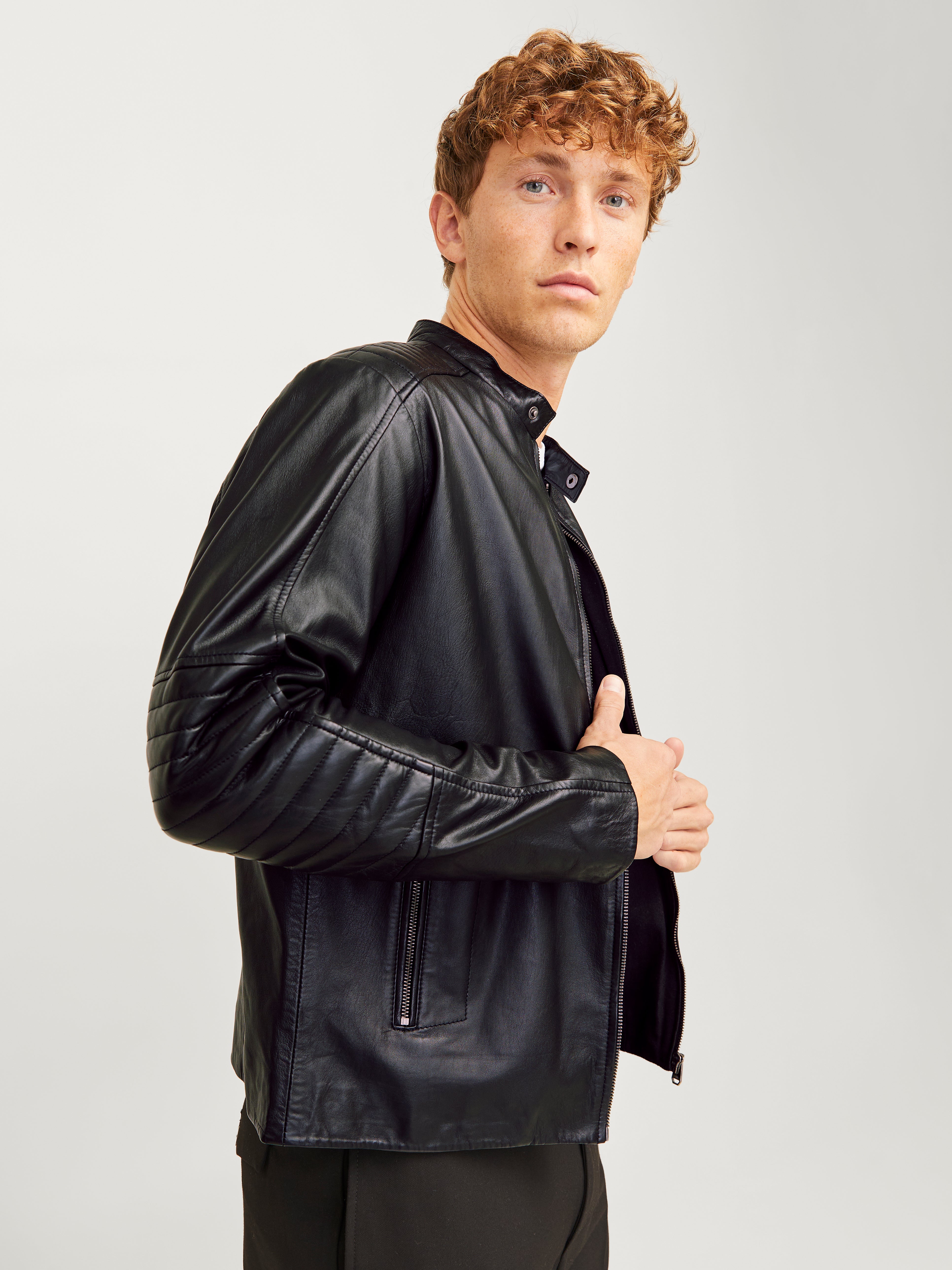 Lederjacke Schwarz Jack Jones® - Main Image