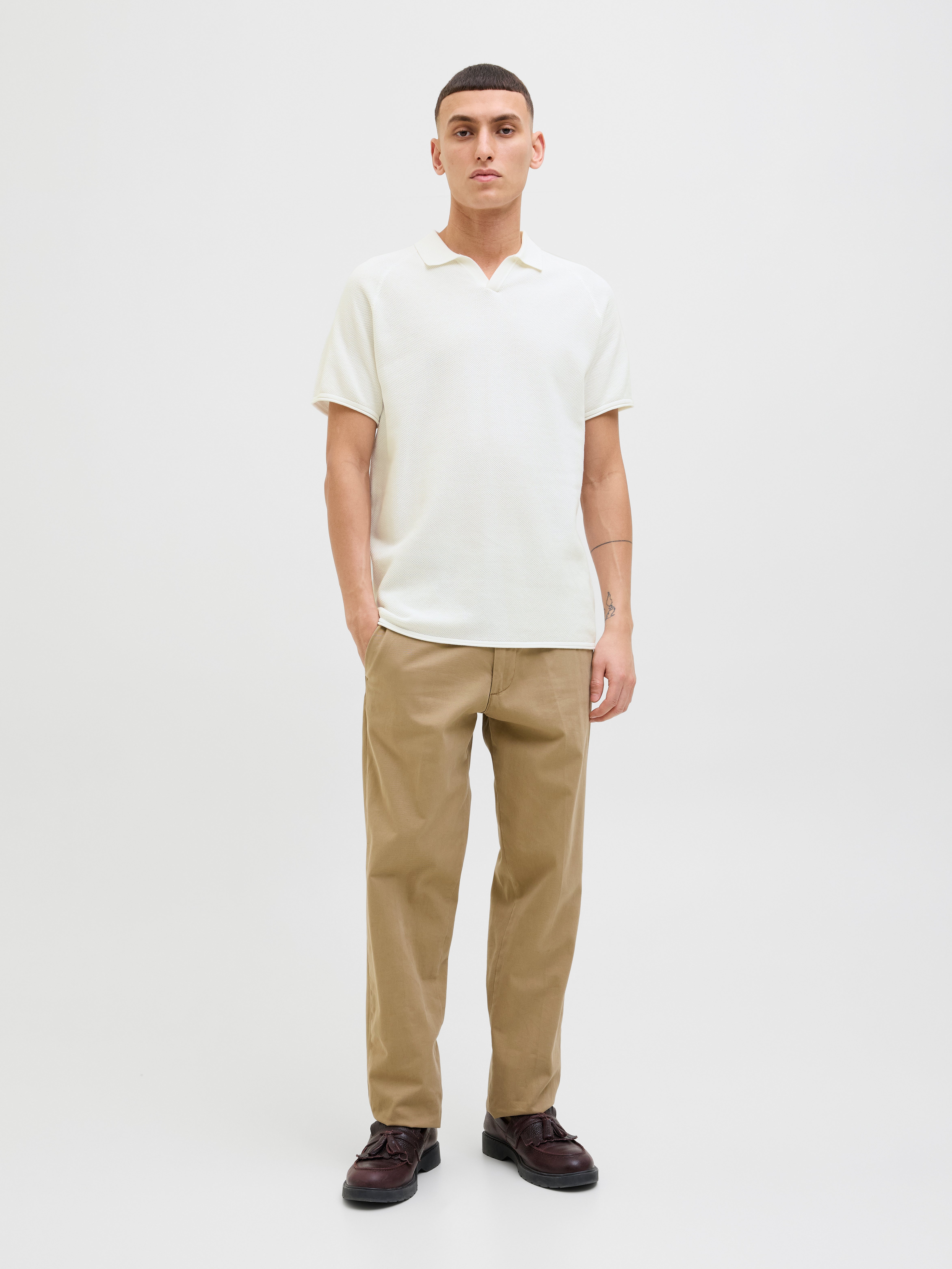 Thumbnail - Einfarbig Gestricktes Polo