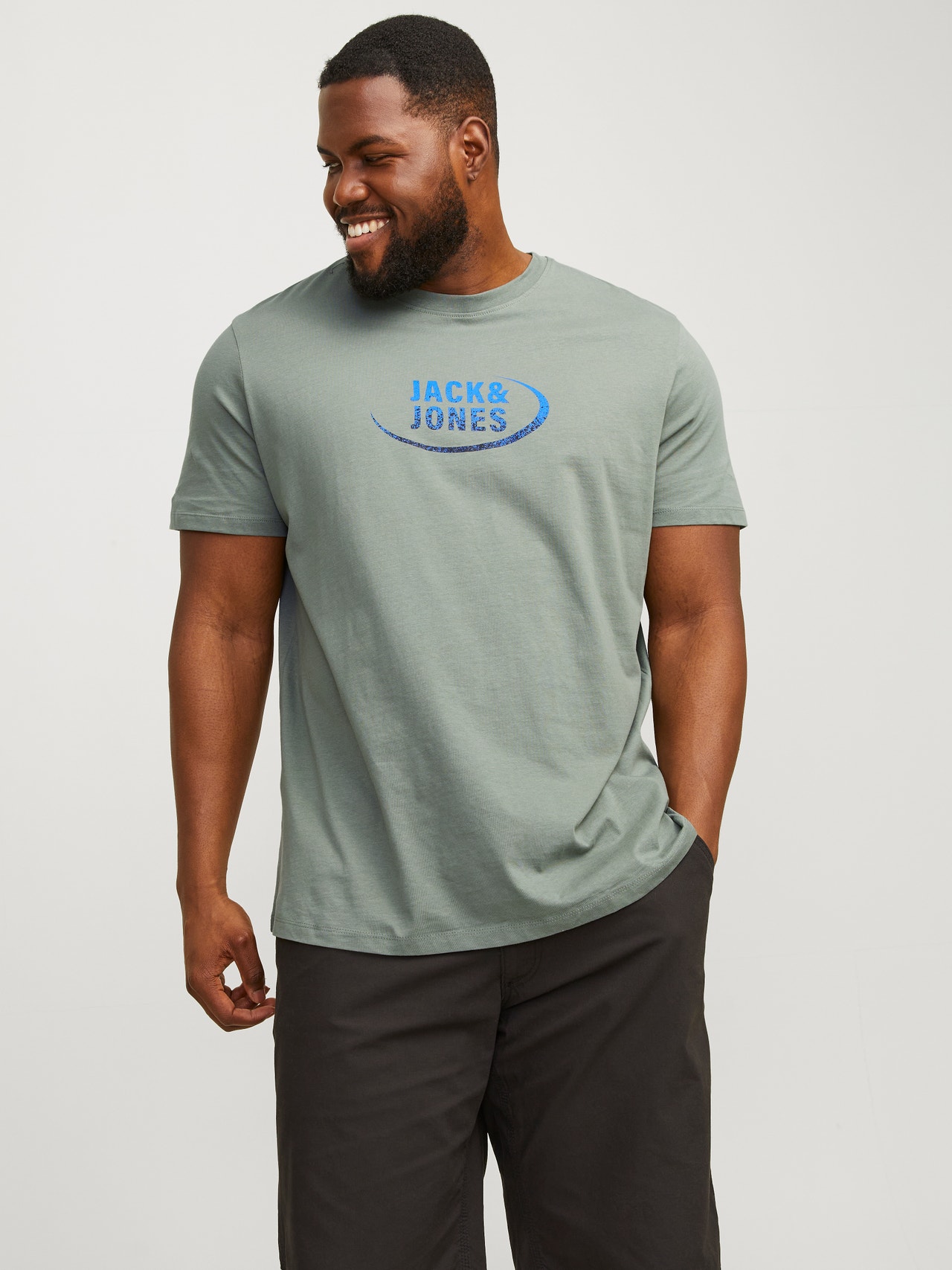 Jack & Jones Plus Size Logotyp T-shirt -Agave Green - 12270142