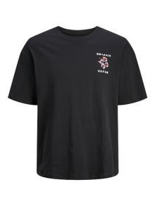 Jack & Jones Printet Crew neck T-shirt -Caviar - 12270721