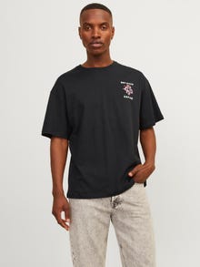 Jack & Jones Gedrukt Ronde hals T-shirt -Caviar - 12270721