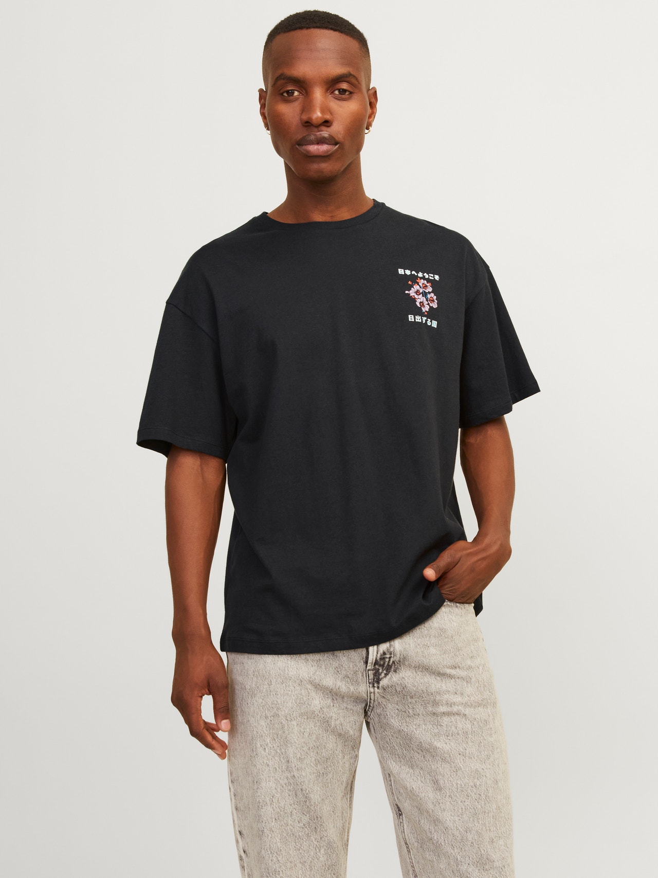 Jack & Jones Nadruk Okrągły dekolt T-shirt -Caviar - 12270721