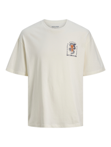 Jack & Jones Trykk O-hals T-skjorte -Egret - 12270742