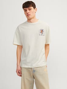 Jack & Jones Bedrukt Ronde hals T-shirt -Egret - 12270742