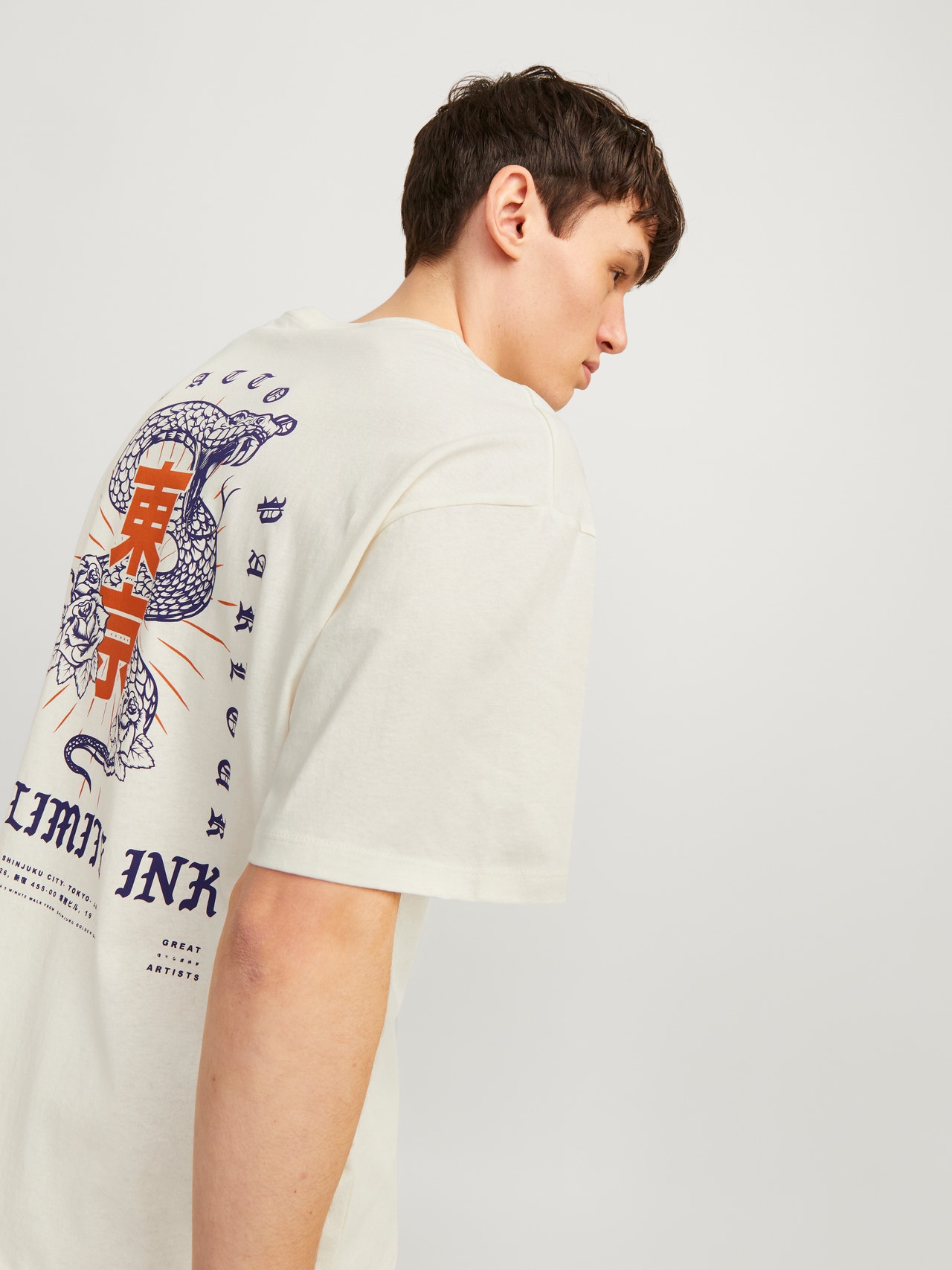 Jack & Jones Nadruk Okrągły dekolt T-shirt -Egret - 12270742