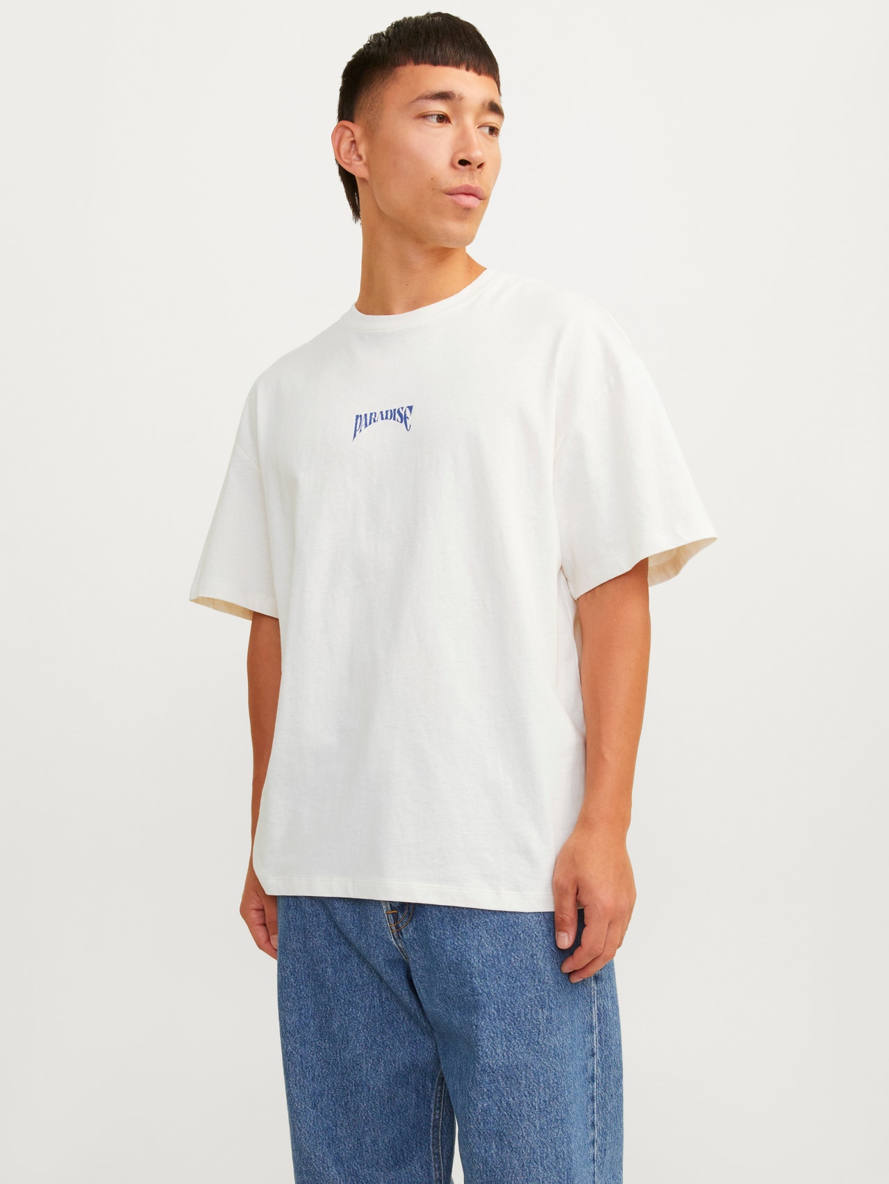 Jack & Jones Bedrukt Ronde hals T-shirt -White Alyssum - 12270780
