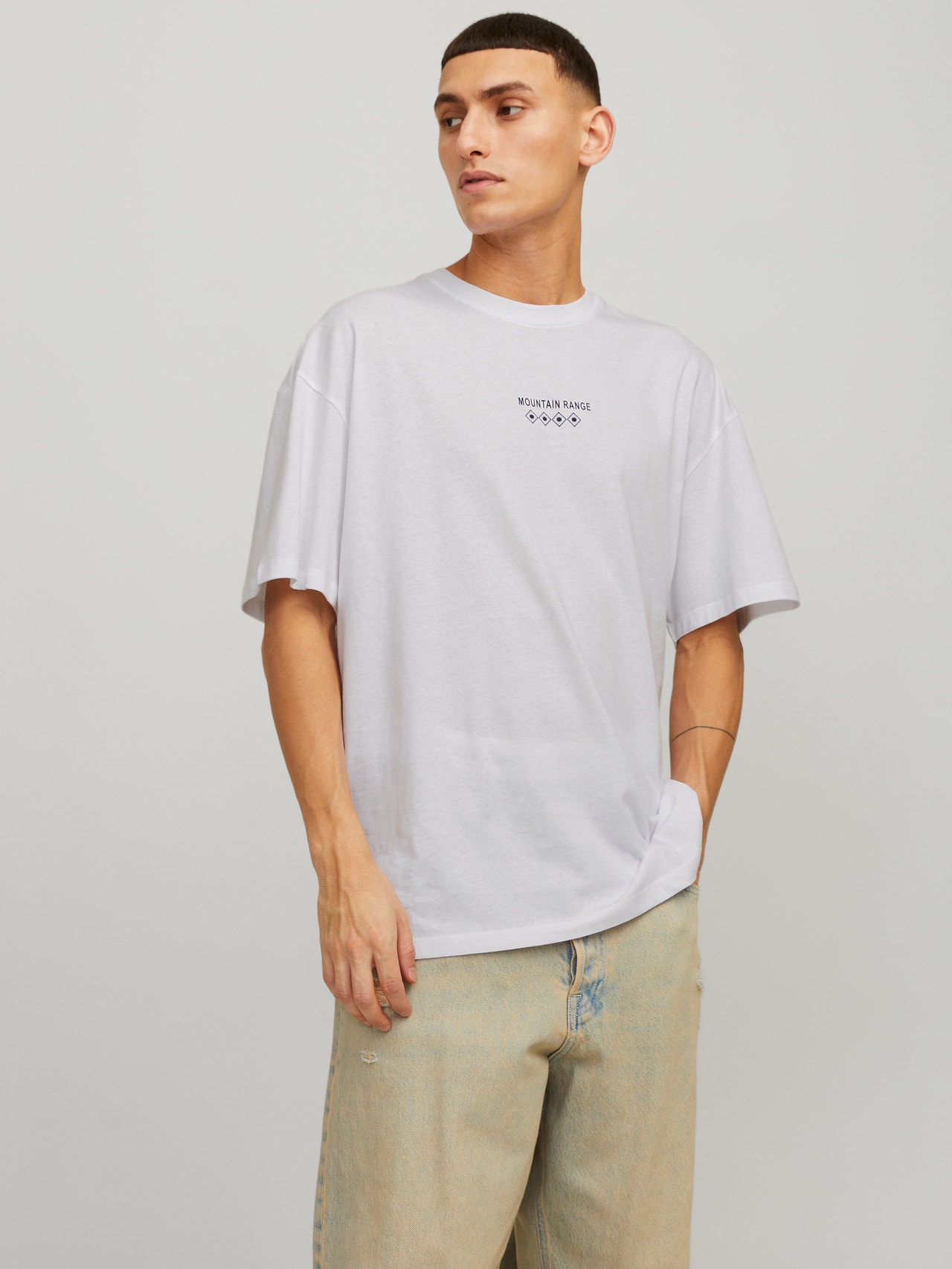 Jack & Jones Printed Round Neck T-shirt -Bright White - 12270781