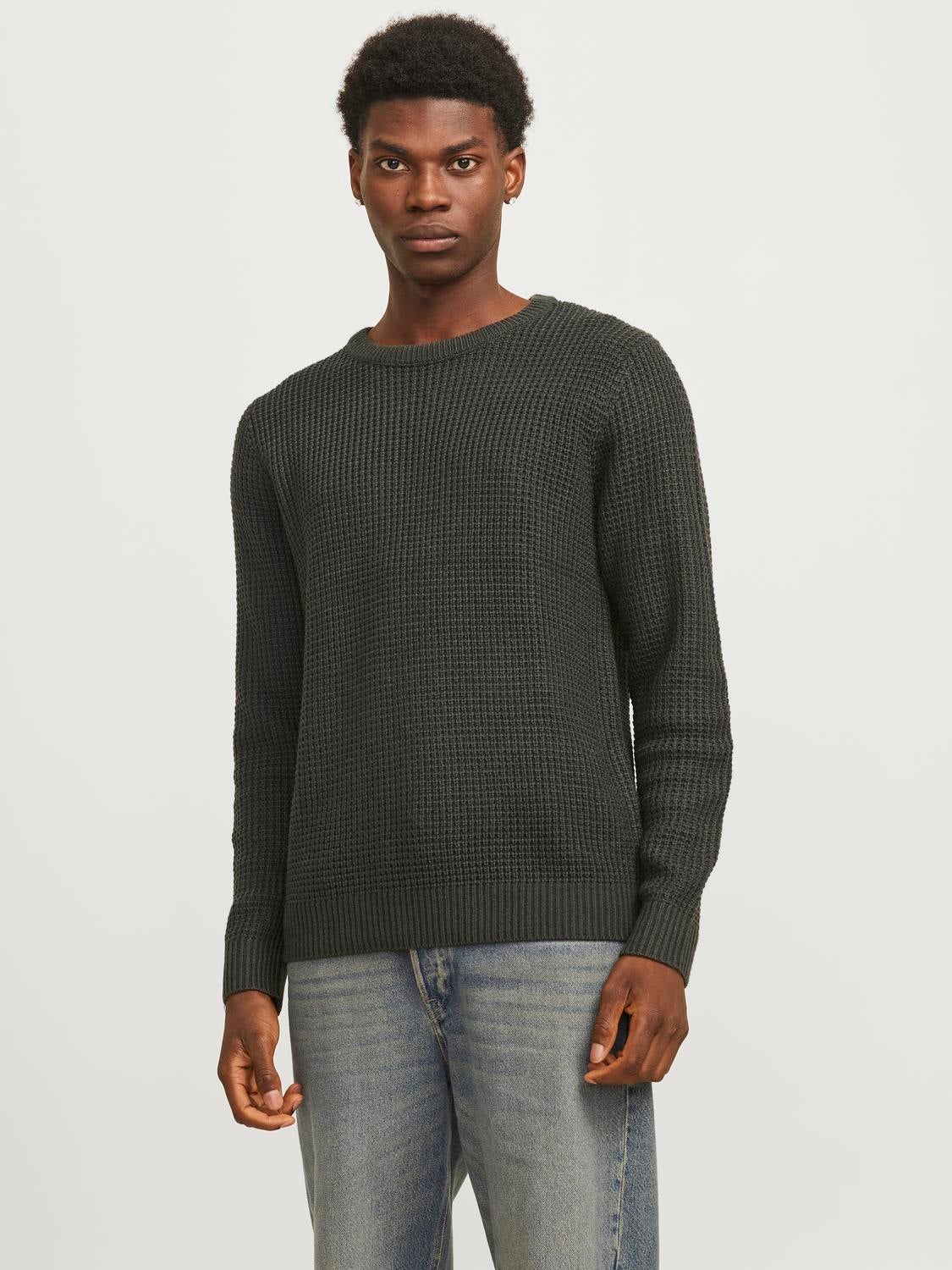 Einfarbig Strickpullover