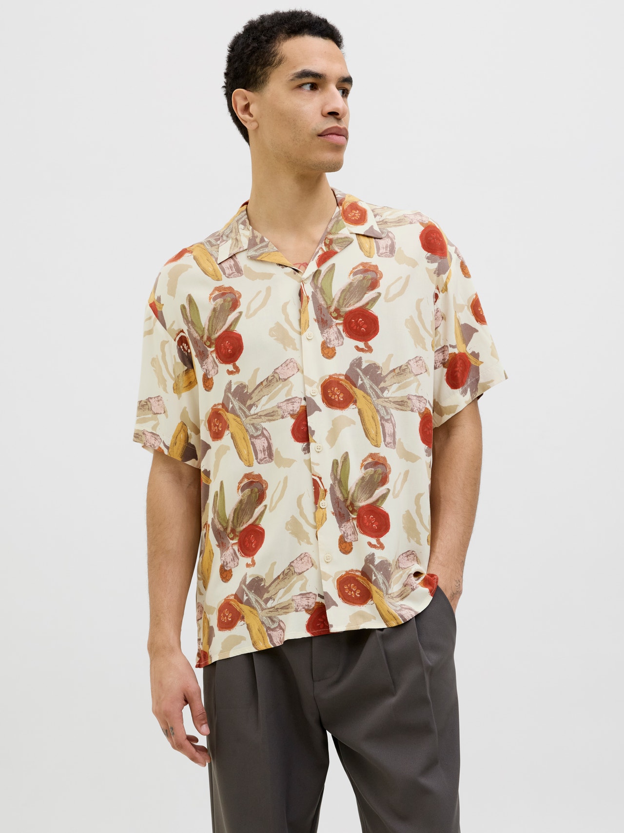 Avslappnad Skjorta Off White Jack Jones avslappnad-skjorta-off-white-jack-jones
