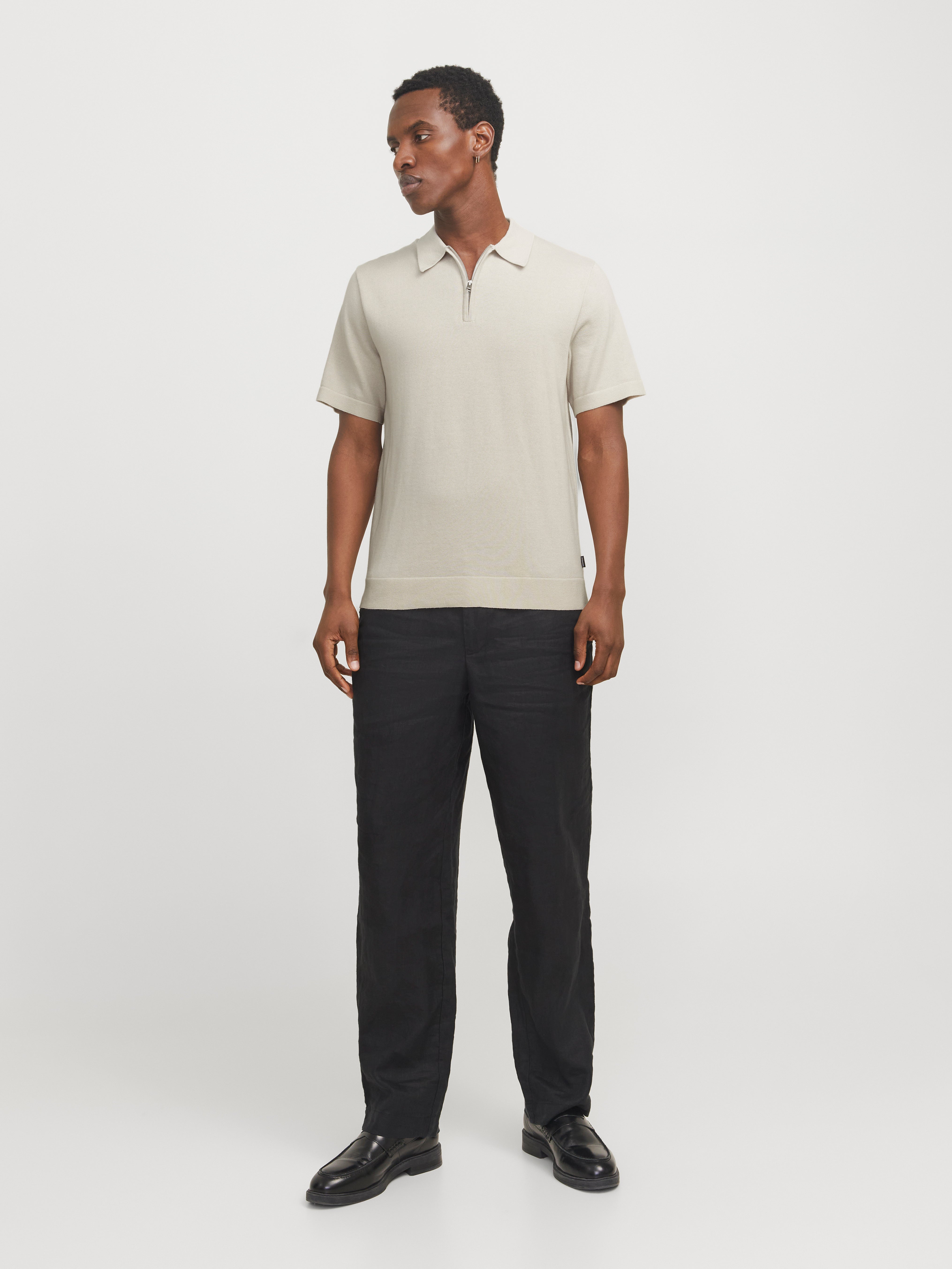 Thumbnail - Einfarbig Gestricktes Polo