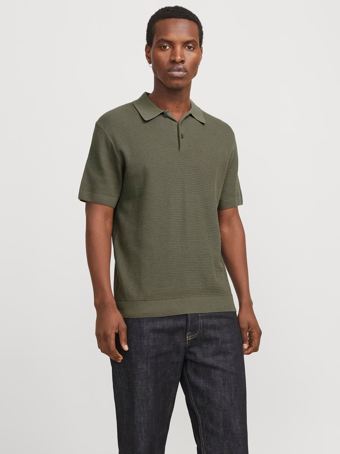 Einfarbig Poloshirt