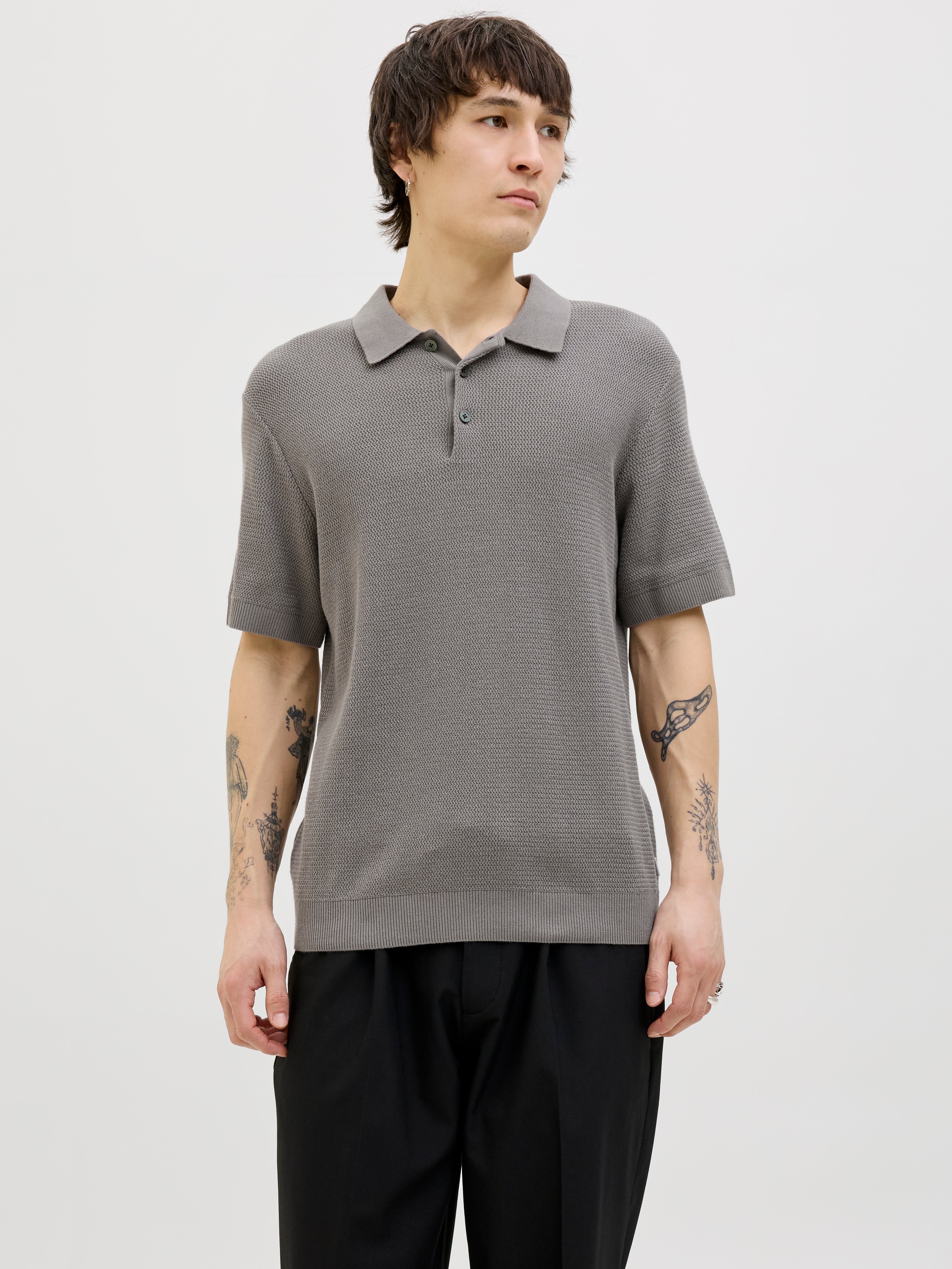 Einfarbig Gestricktes Polo