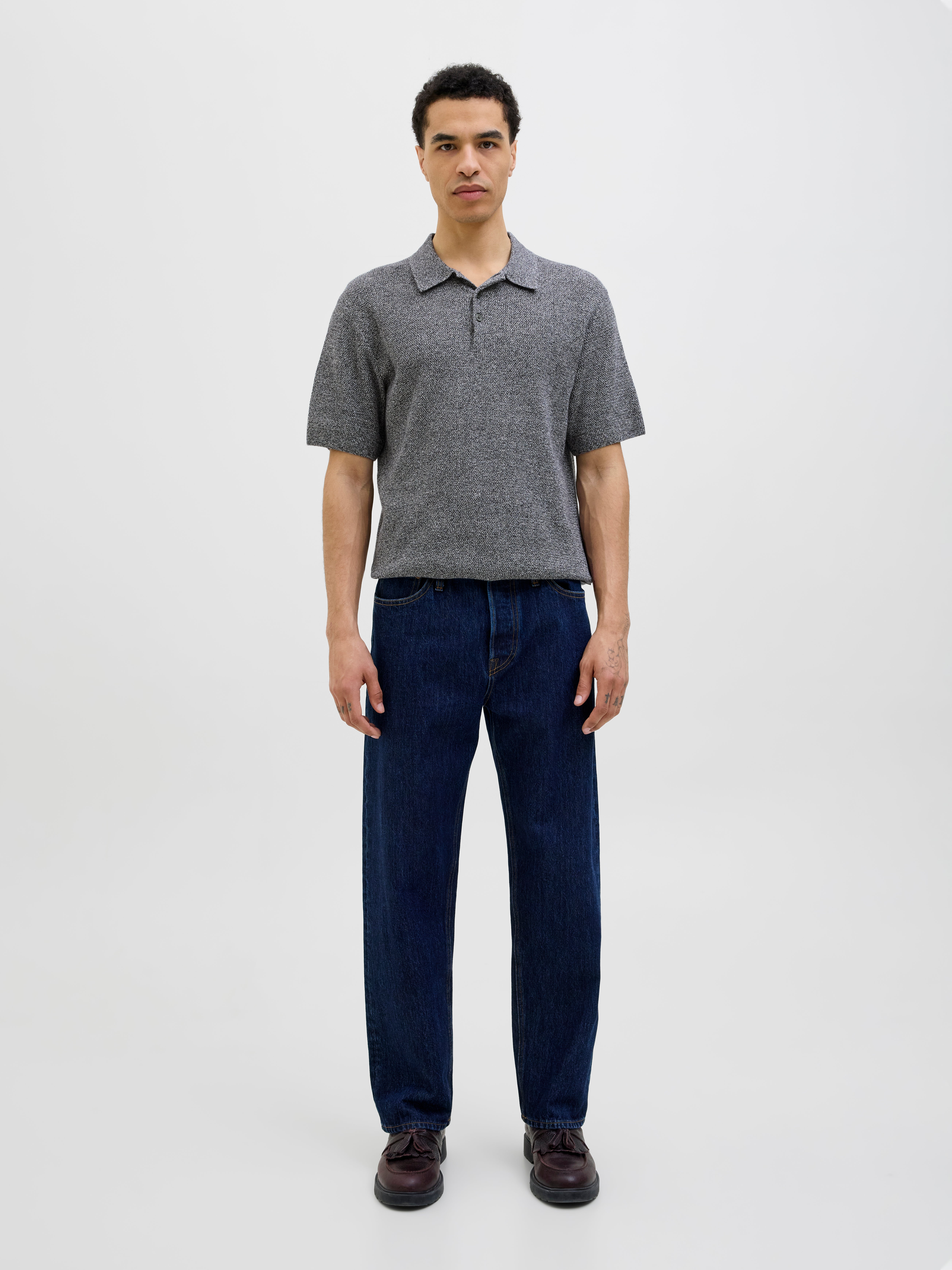 Thumbnail - Einfarbig Gestricktes Polo