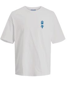 Jack & Jones Painettu Pyöreä kaula-aukko T-paita -Bright White - 12271973