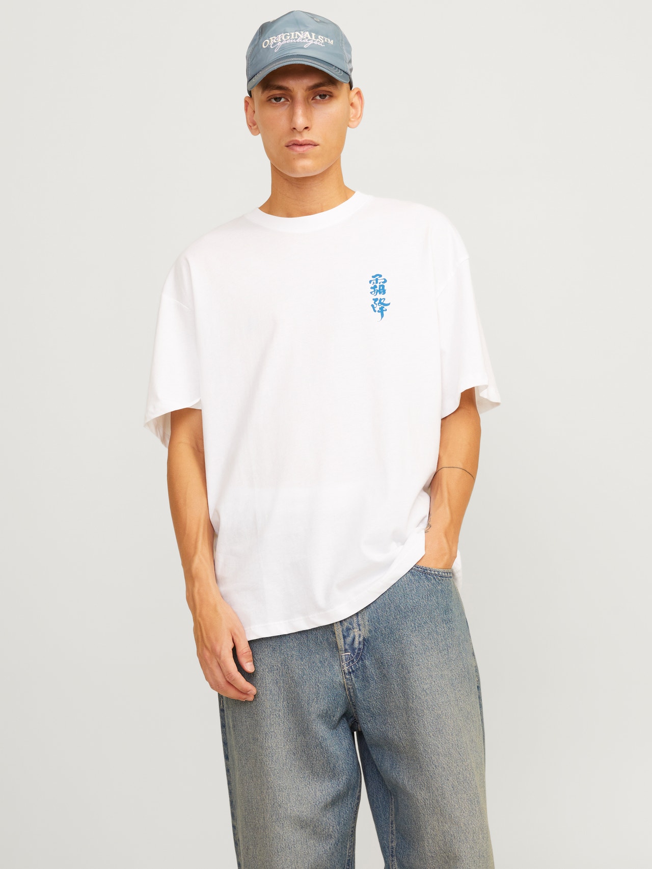 Jack & Jones Spausdintas raštas Apvalus Marškinėliai -Bright White - 12271973