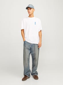 Jack & Jones Trükitud Ümmargune T-särk -Bright White - 12271973