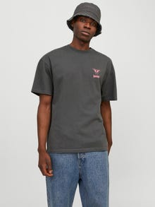 Jack & Jones Trükitud Ümmargune T-särk -Asphalt - 12272174