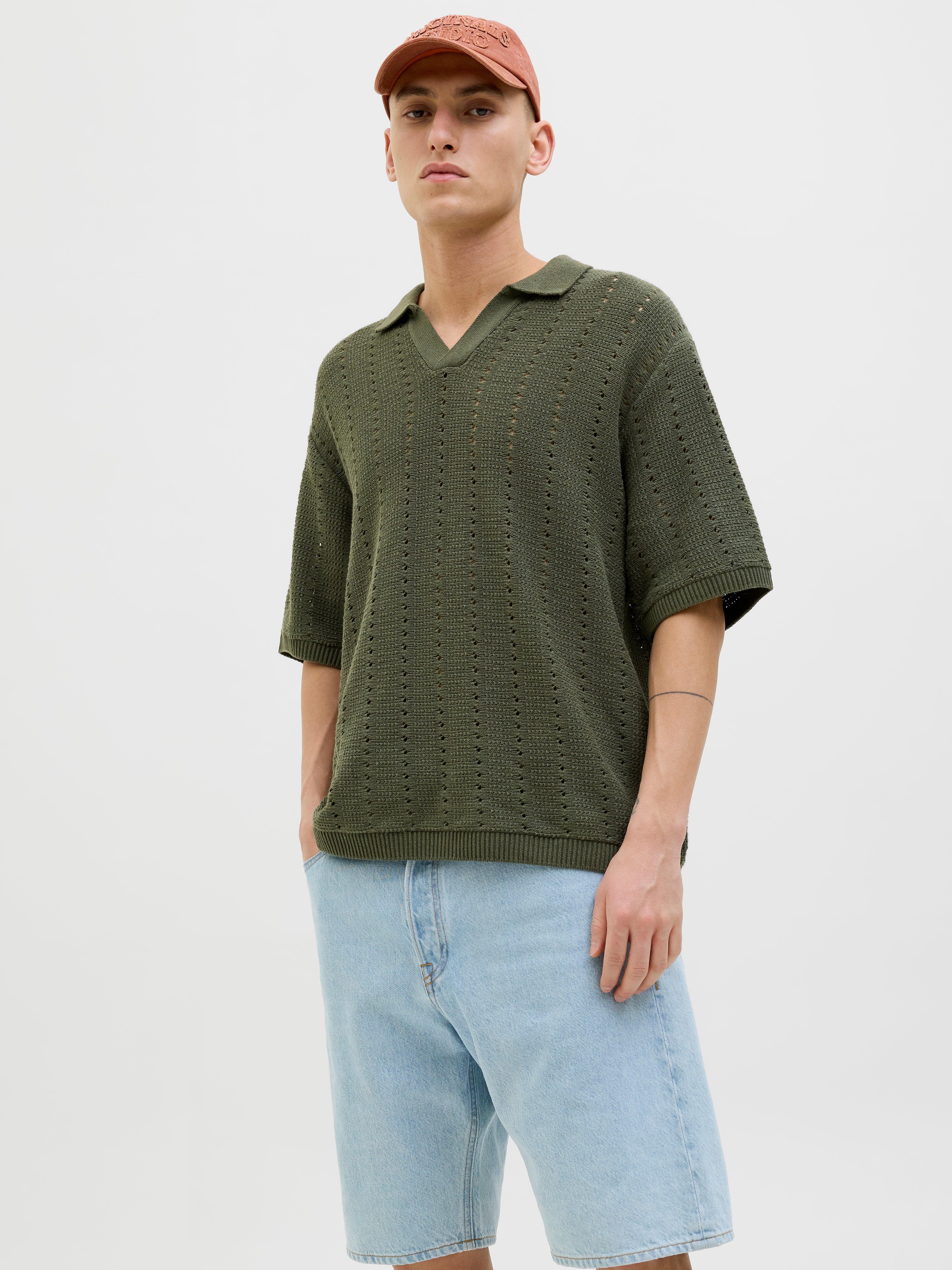 Einfarbig Gestricktes Polo