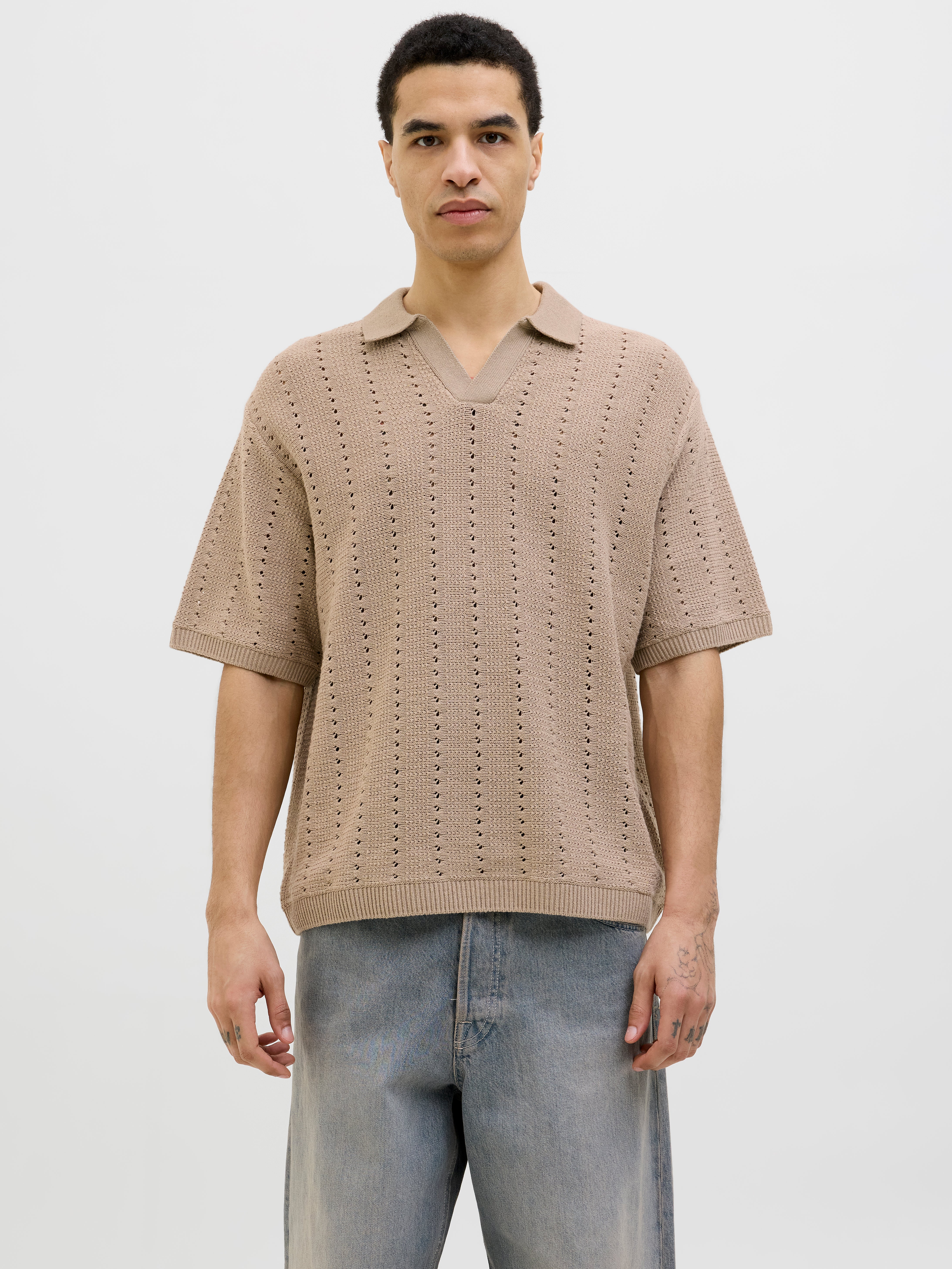 Einfarbig Gestricktes Polo