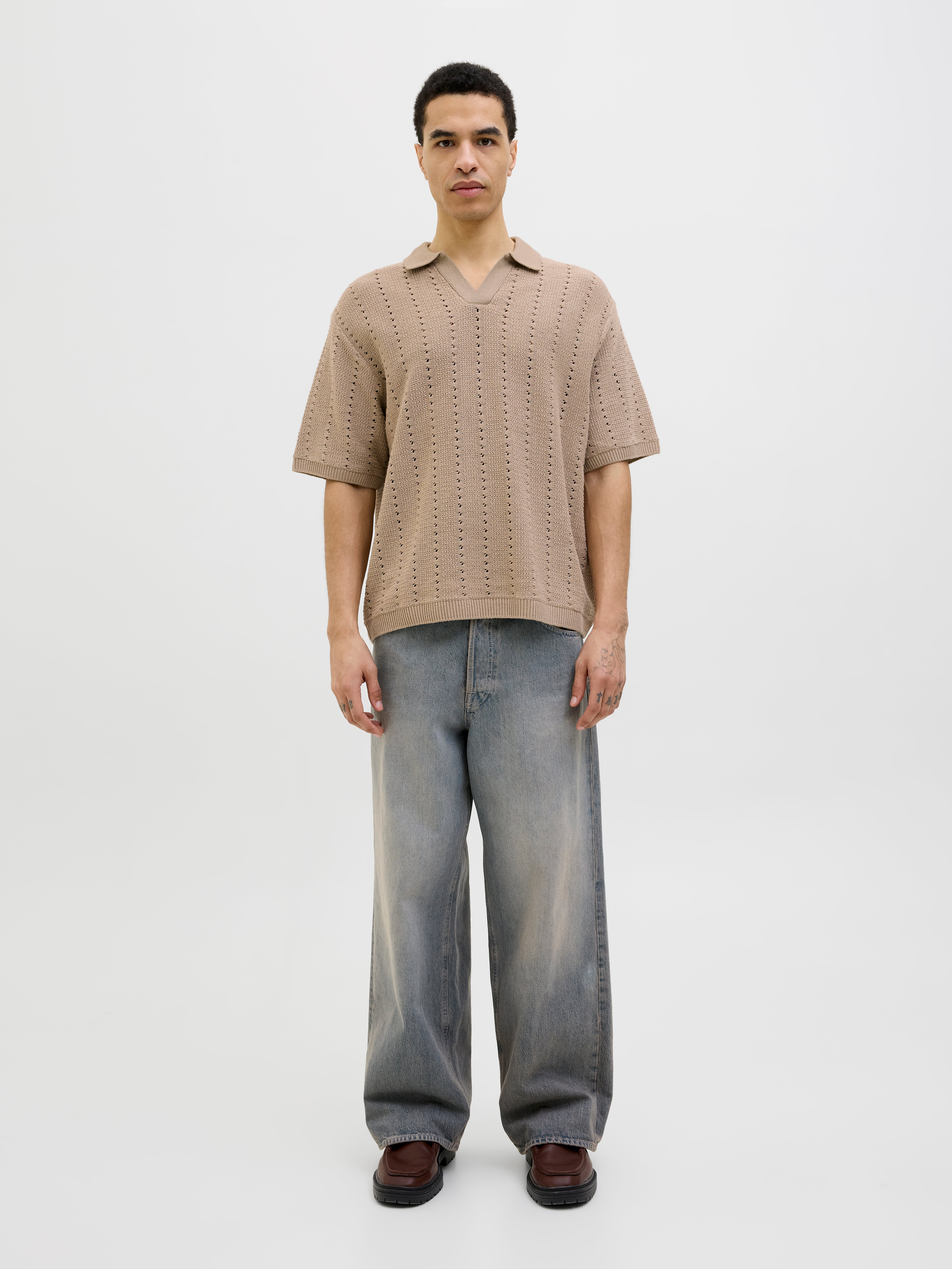 Thumbnail - Einfarbig Gestricktes Polo