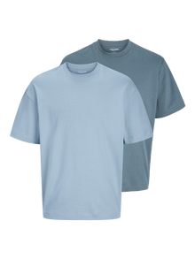 Jack & Jones 2-pak Gładka Okrągły dekolt T-shirt -Stormy Weather - 12272666