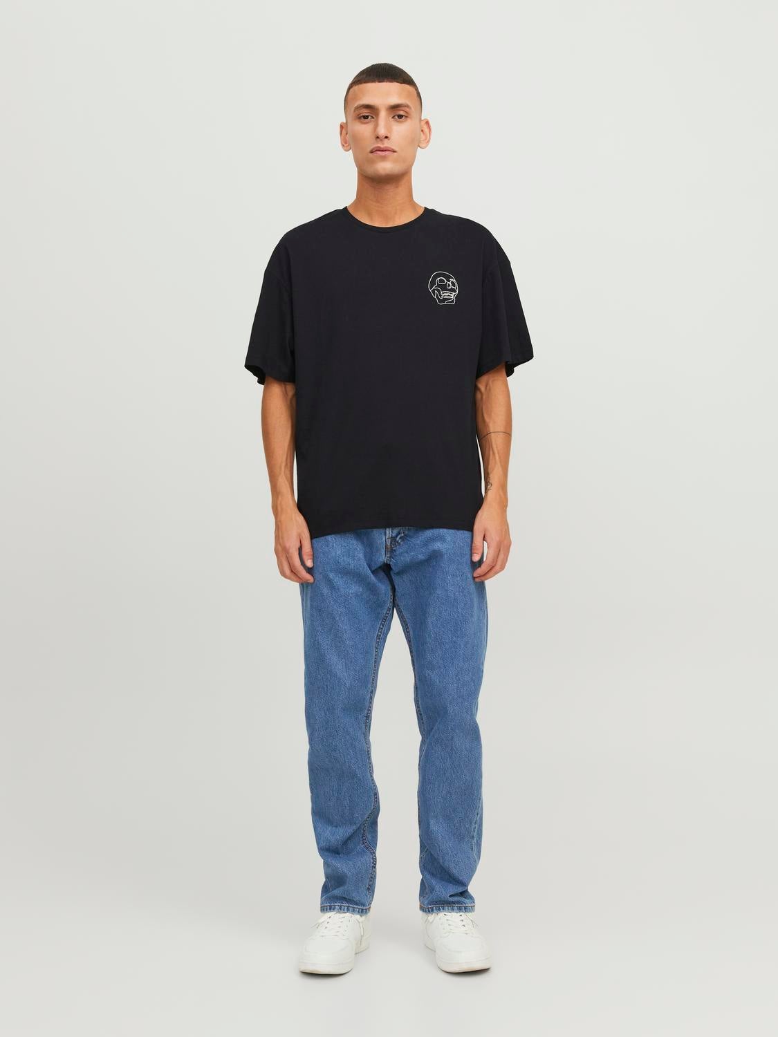 Printed Crew neck T-shirt | Black | Jack & Jones® Printed Crew neck T-shirt | Black | Jack & Jones®