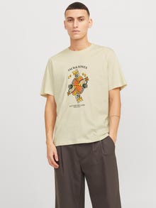 Jack & Jones Spausdintas raštas Marškinėlių apykaklė Marškinėliai -Antique White - 12272966