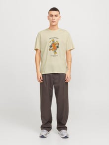 Jack & Jones Spausdintas raštas Marškinėlių apykaklė Marškinėliai -Antique White - 12272966