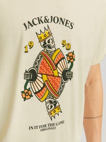 Jack & Jones Spausdintas raštas Marškinėlių apykaklė Marškinėliai -Antique White - 12272966