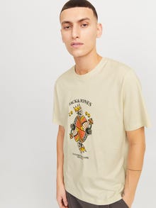 Jack & Jones Spausdintas raštas Marškinėlių apykaklė Marškinėliai -Antique White - 12272966