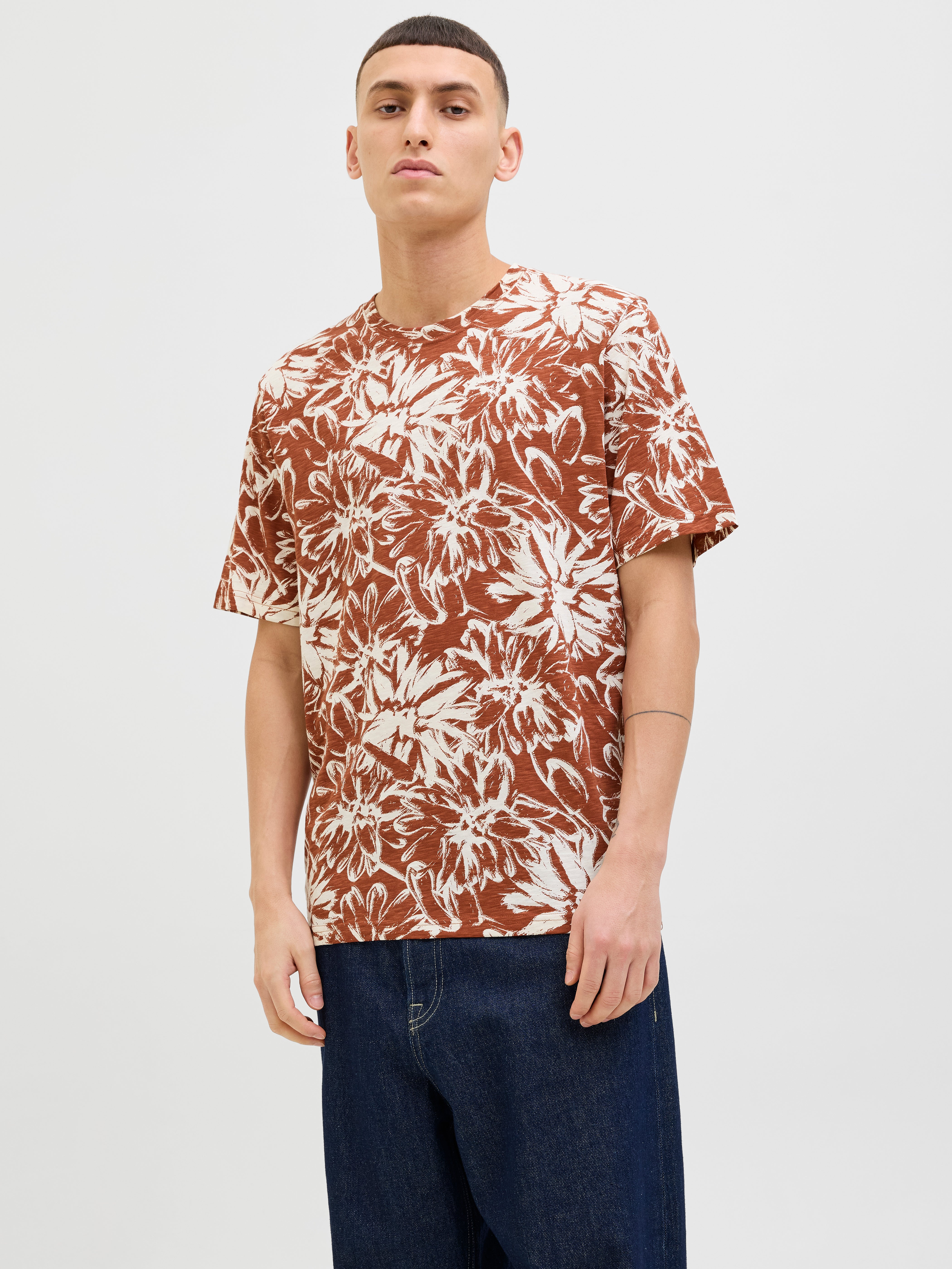 All Over Print T-shirt | Dark Brown | Jack & Jones®