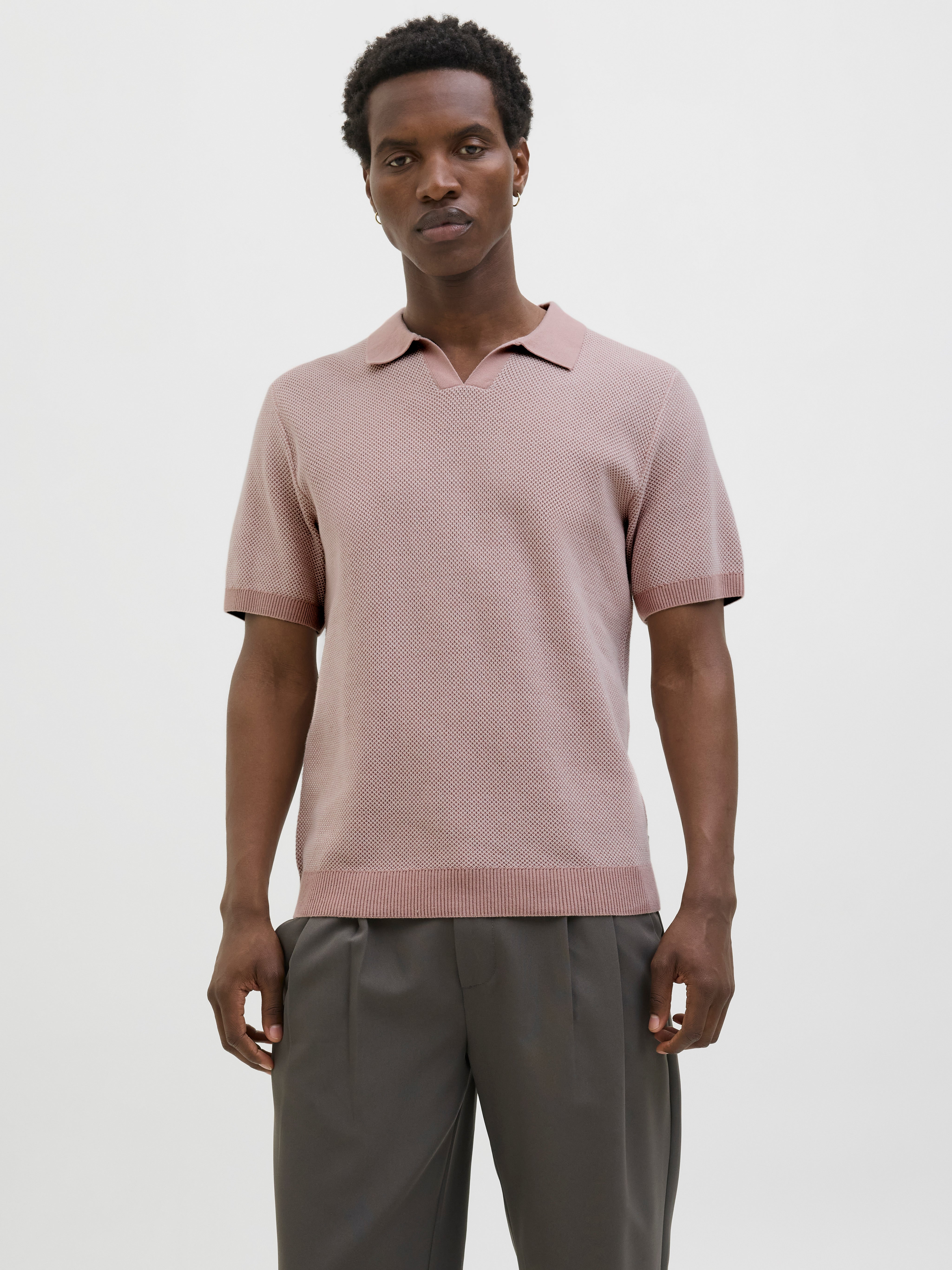 Einfarbig Gestricktes Polo