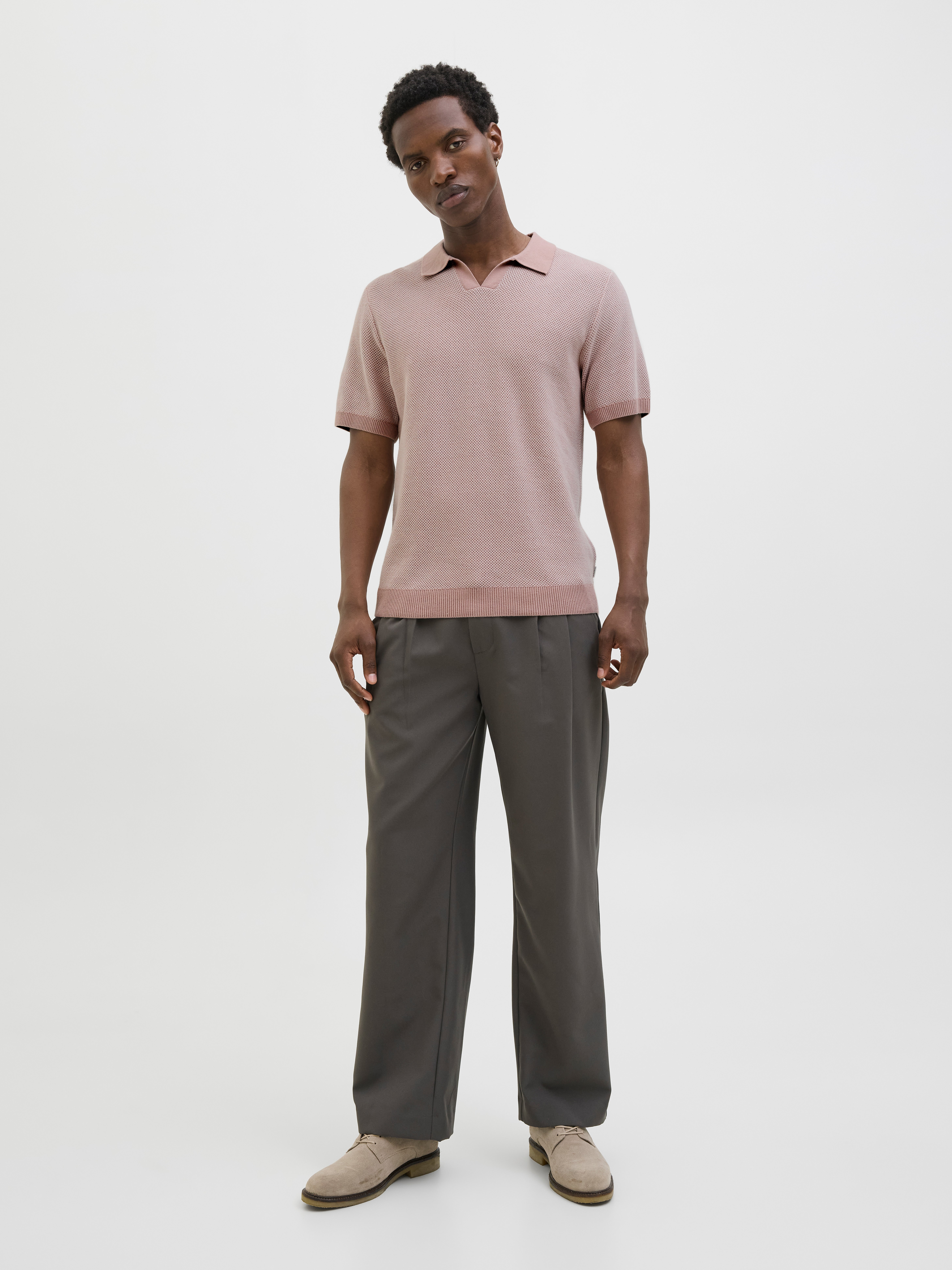 Thumbnail - Einfarbig Gestricktes Polo