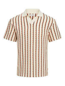 Jack & Jones Striped Resort collar Polo -Ecru - 12273103