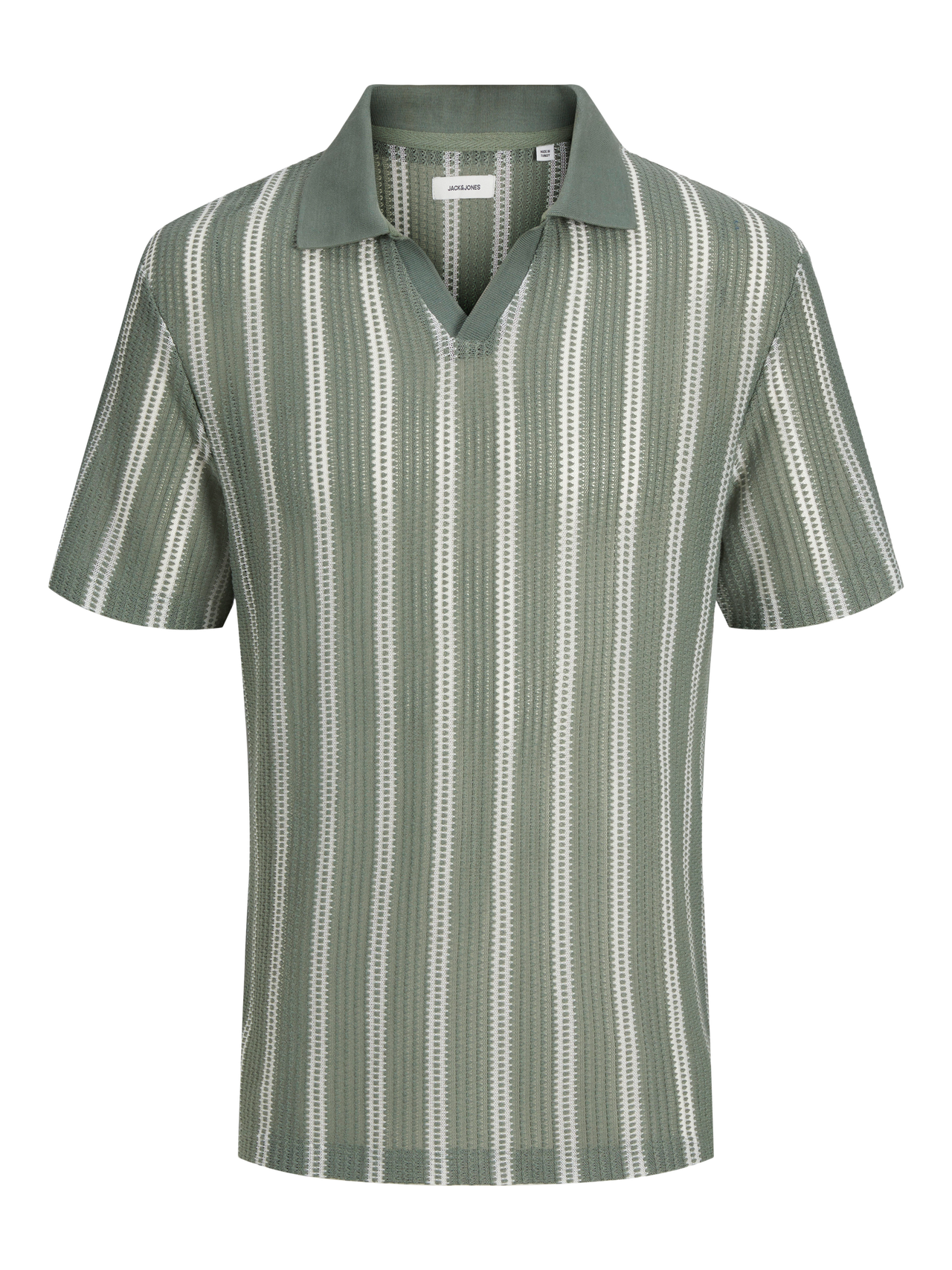 Jack & Jones Striped Resort Collar Polo -Laurel Wreath - 12273316