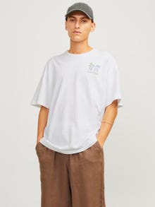 Jack & Jones Spausdintas raštas Apskritas kaklas Marškinėliai -Bright White - 12273443