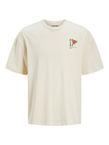 Jack & Jones Bedrukt Ronde hals T-shirt -Buttercream - 12273455