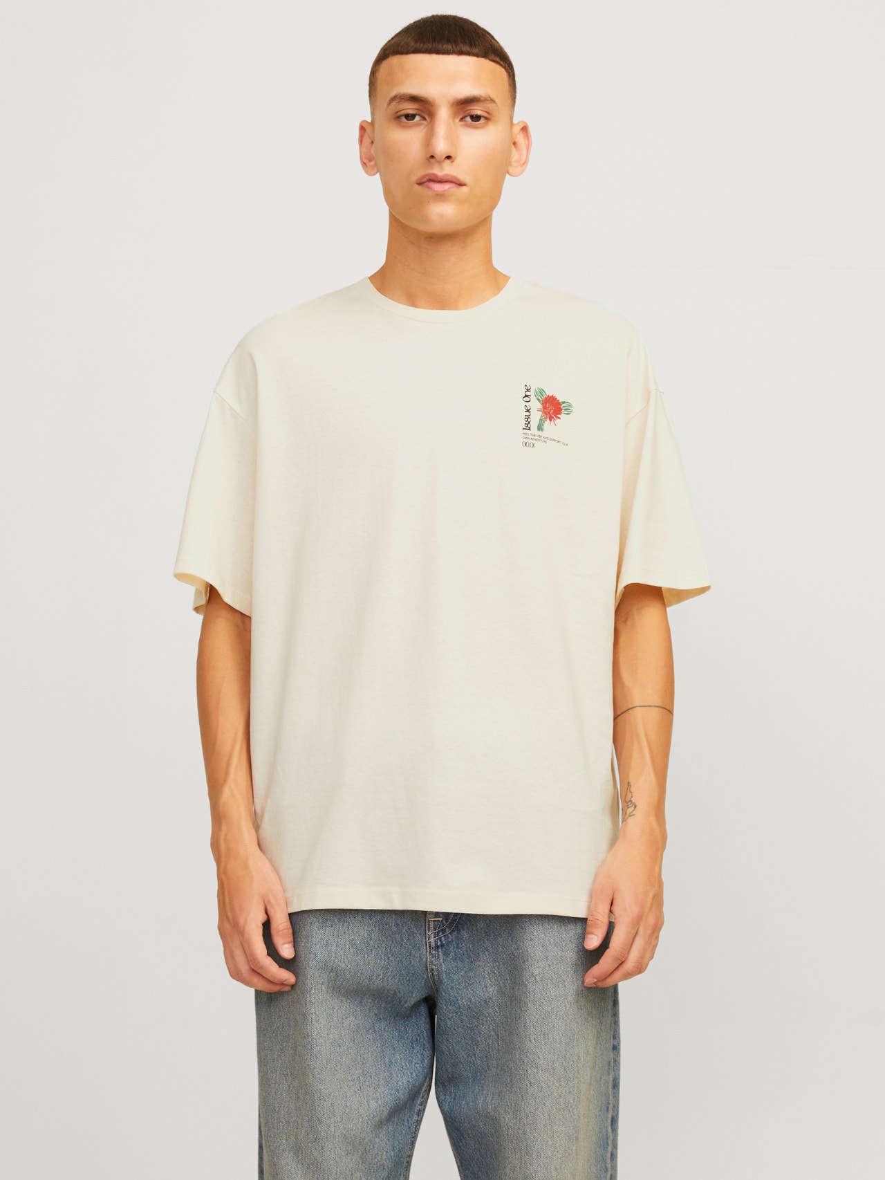 Jack & Jones Bedrukt Ronde hals T-shirt -Buttercream - 12273455